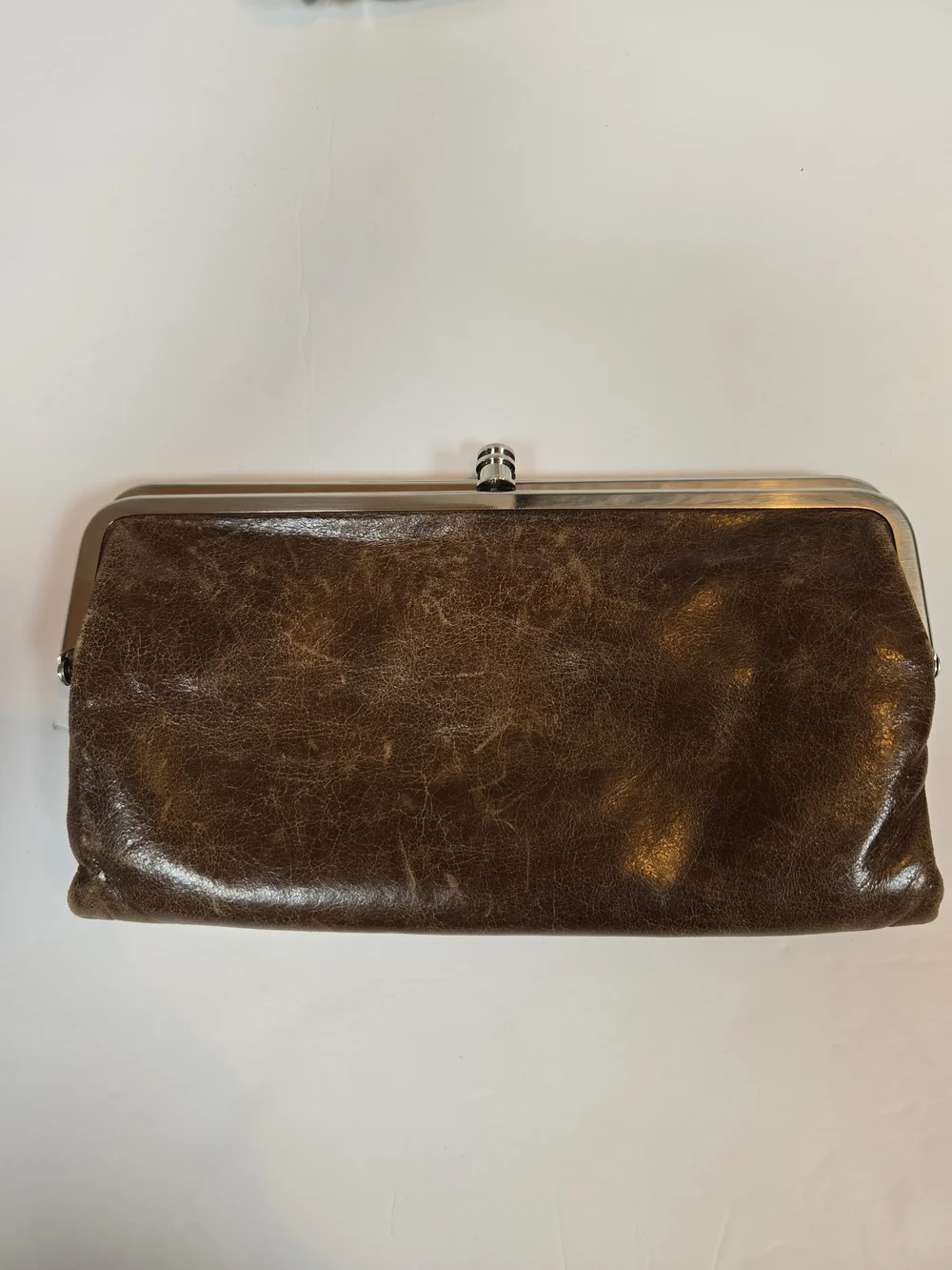 HOBO Dark Brown Leather Frame Clutch